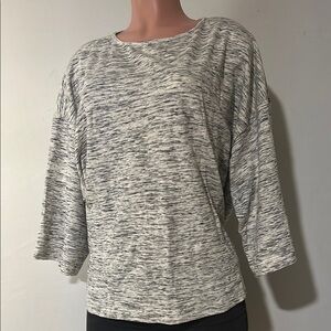 J Jill Pure Jill Top Women’s Gray Heathered Top T- Shirt 3/4 Sleeve Size Large